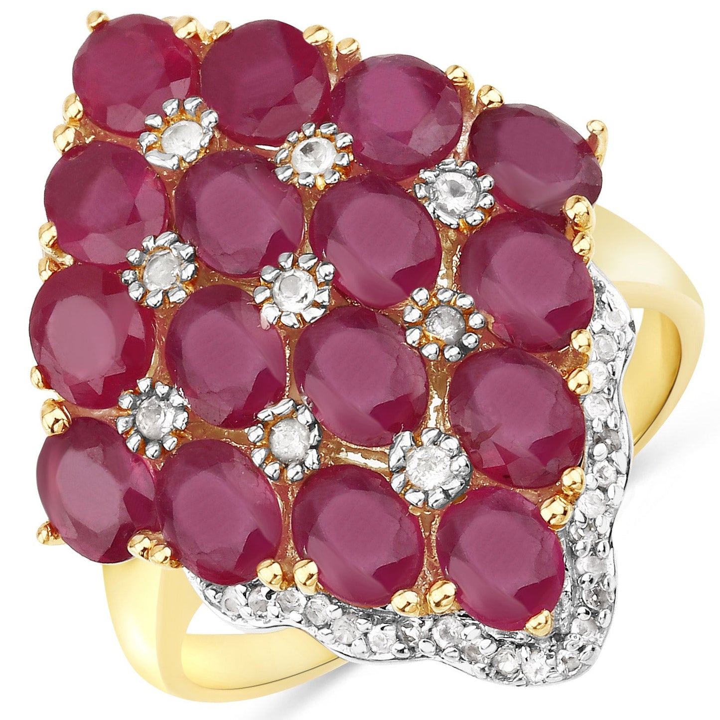 Bague en argent sterling élégante avec rubis de 6,49 carats et topaze blanche