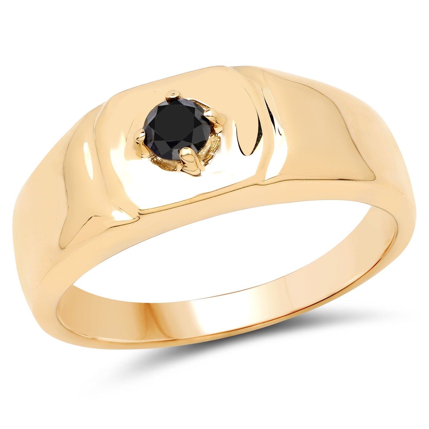 Bague Solitaire en Diamant Noir Plaqué Or Jaune 14K