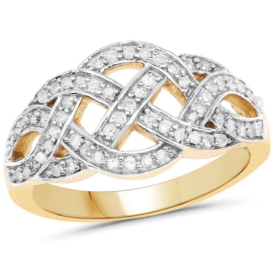 Bague cocktail en diamant plaquée or jaune 14K