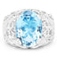 11.29 Carat Genuine Blue Topaz & White Topaz Sterling Silver Ring