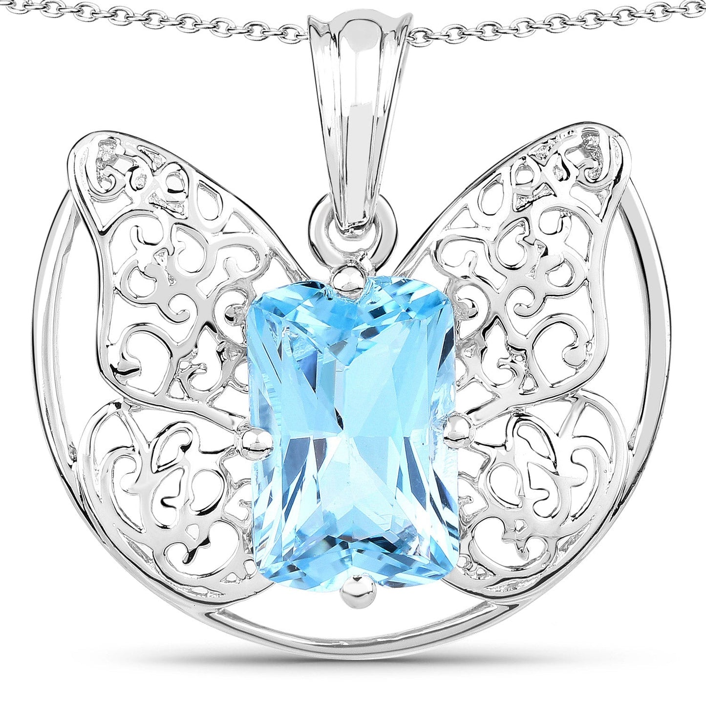 Pendentif en topaze bleue suisse véritable de 11,10 carats en argent sterling