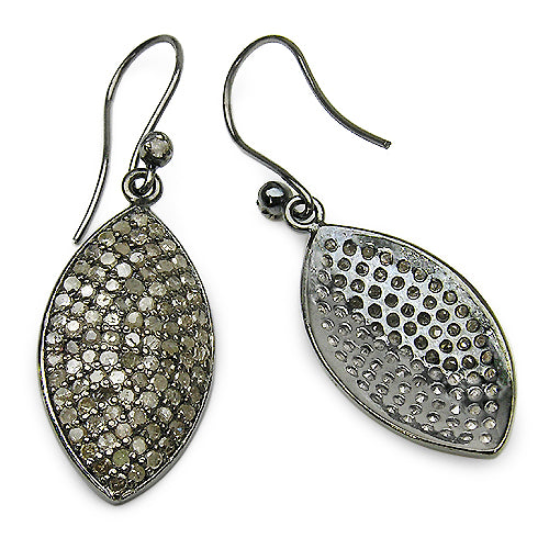 2.82 Carat Genuine Diamond .925 Sterling Silver Dangle Earrings