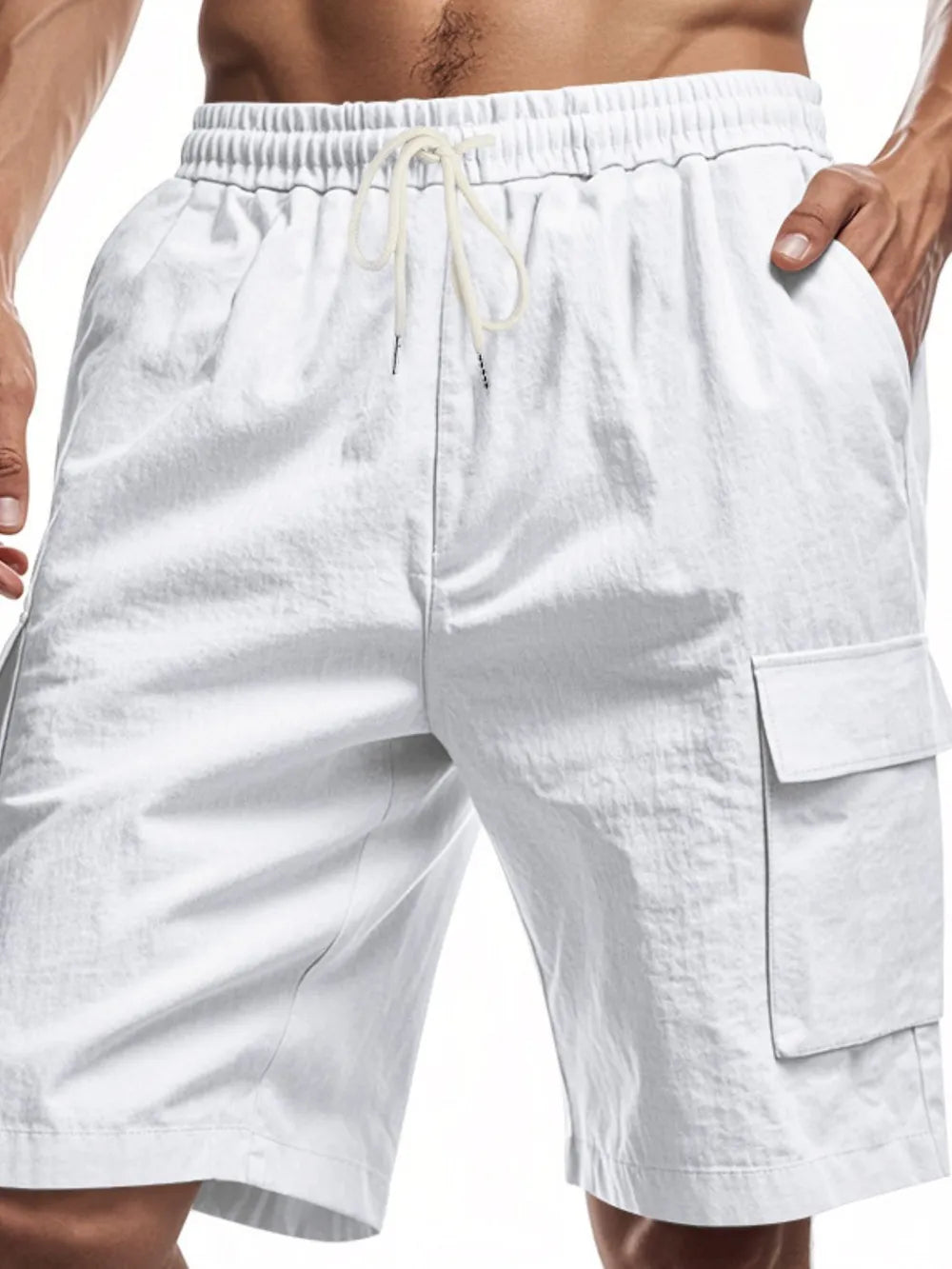 Men's Plus Size Cargo Shorts with Drawstring Waist