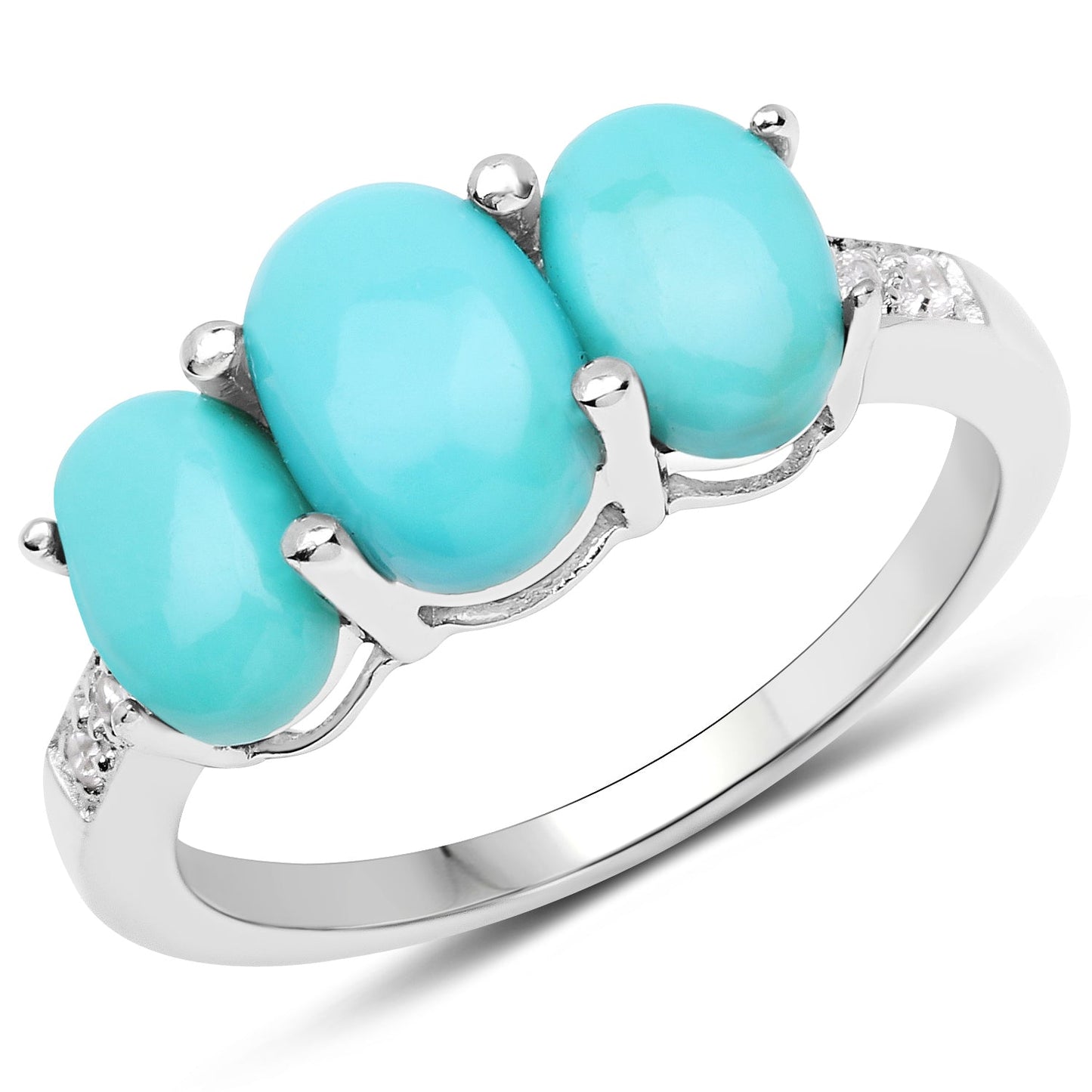 Anillo de Plata Esterlina de 2.97 Quilates con Turquesa y Circonita Blanca