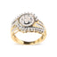 Bague en Or Jaune 10K avec Diamants en Cluster et Design Tourbillon - Taille 7