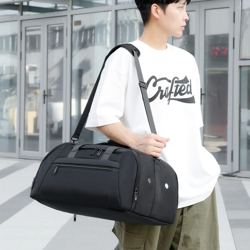 Large-Capacity Leather-Coated Duffel Bag for Outdoor Travel