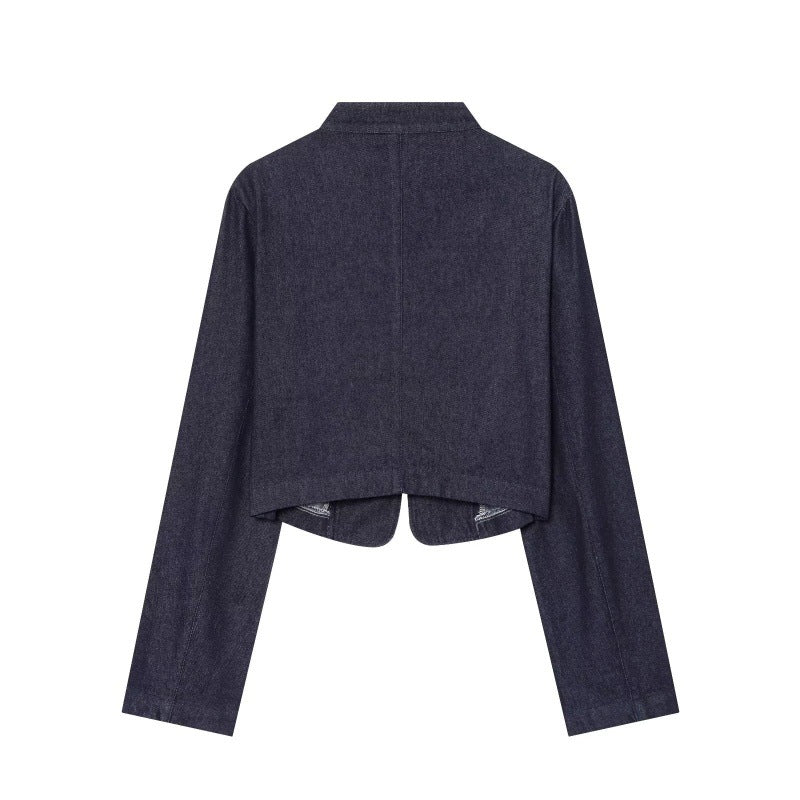 Fashionable Slim-Fit Double-Breasted Denim Jacket