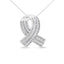 Colgante de cinta de concienciación de diamantes de oro blanco de 14 quilates
