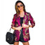 Elegant Long-Sleeve Printed Wrap Coat