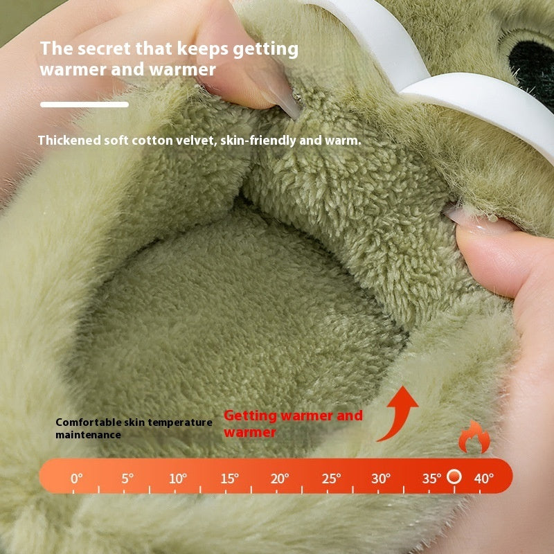 Cozy Cartoon Big Eye Dog Cotton Slippers for Women
