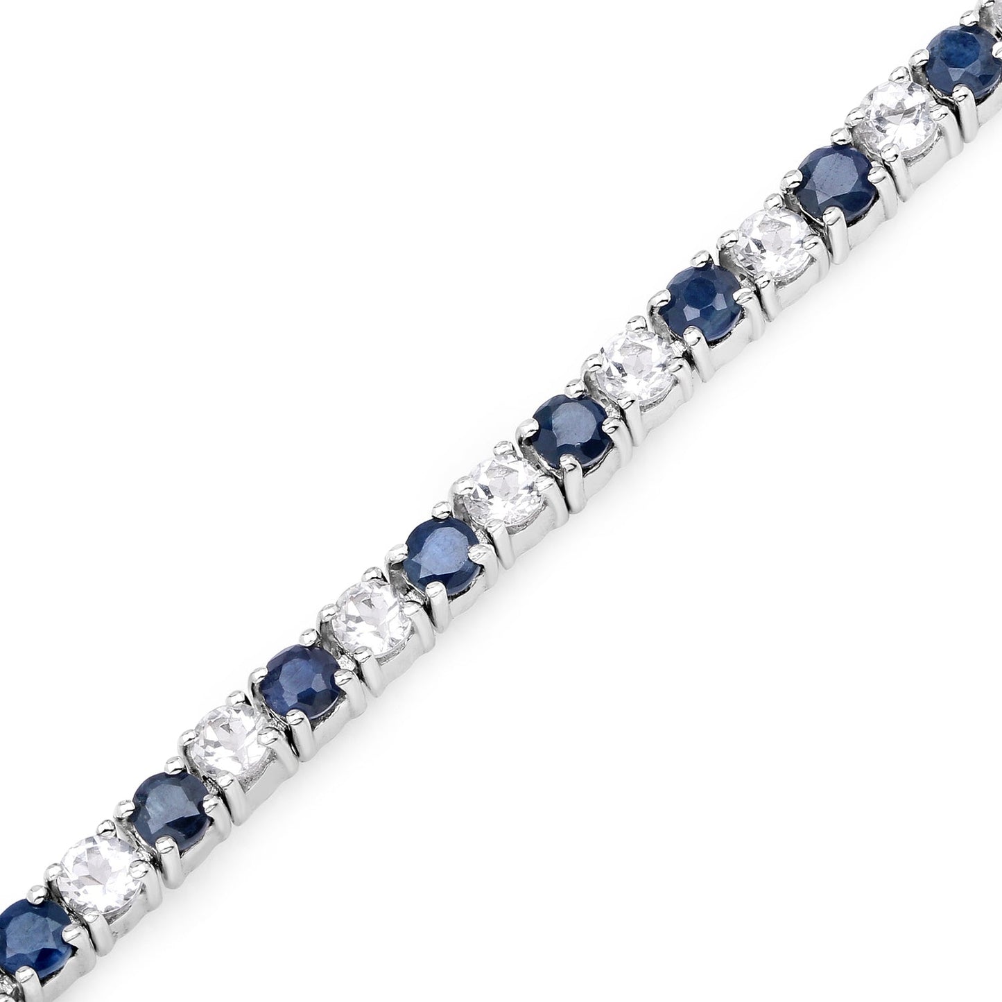 Elegant Blue Sapphire and White Topaz Tennis Bracelet