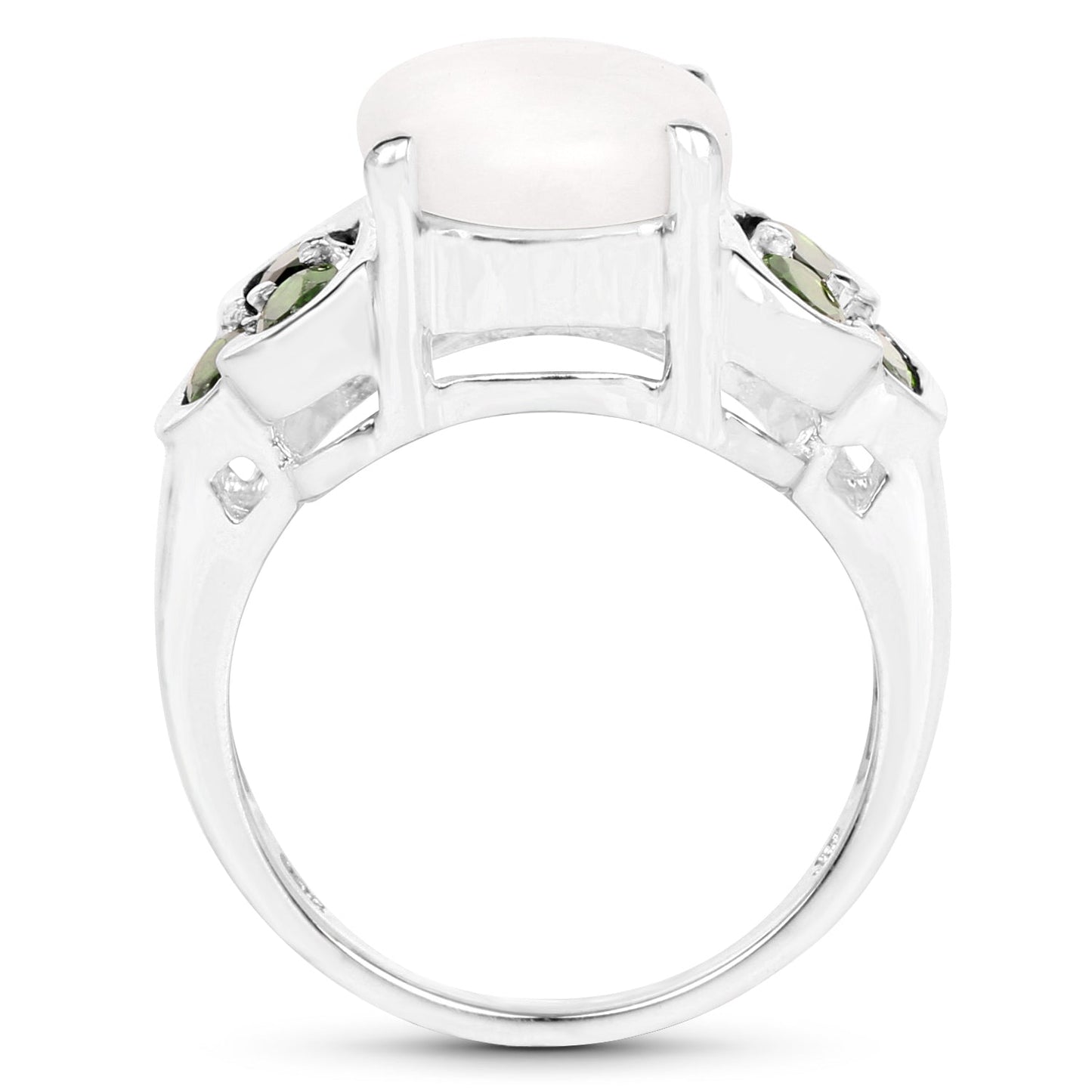 4.52 Carat Genuine Opal and Chrome Diopside Sterling Silver Ring