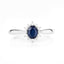 Bague Halo en Saphir Bleu et Diamants de 0,44 Carat en Or Blanc 14K