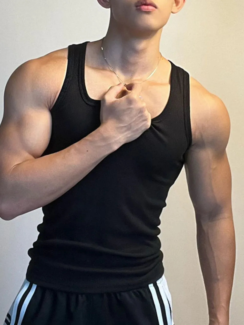 Men's Square Neck Wide Strap Tank Top