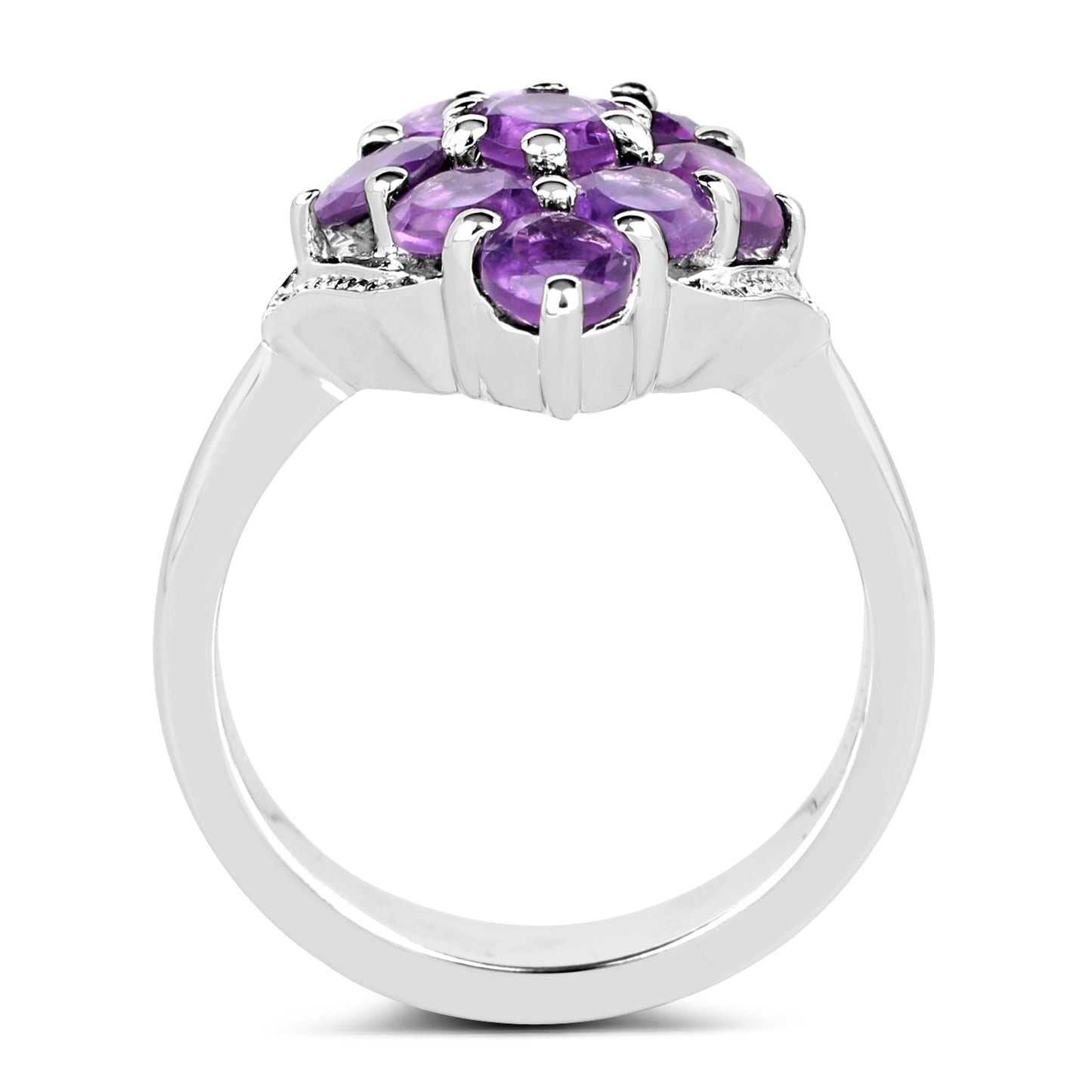 2.16 Carat Genuine Amethyst Sterling Silver Engagement Ring