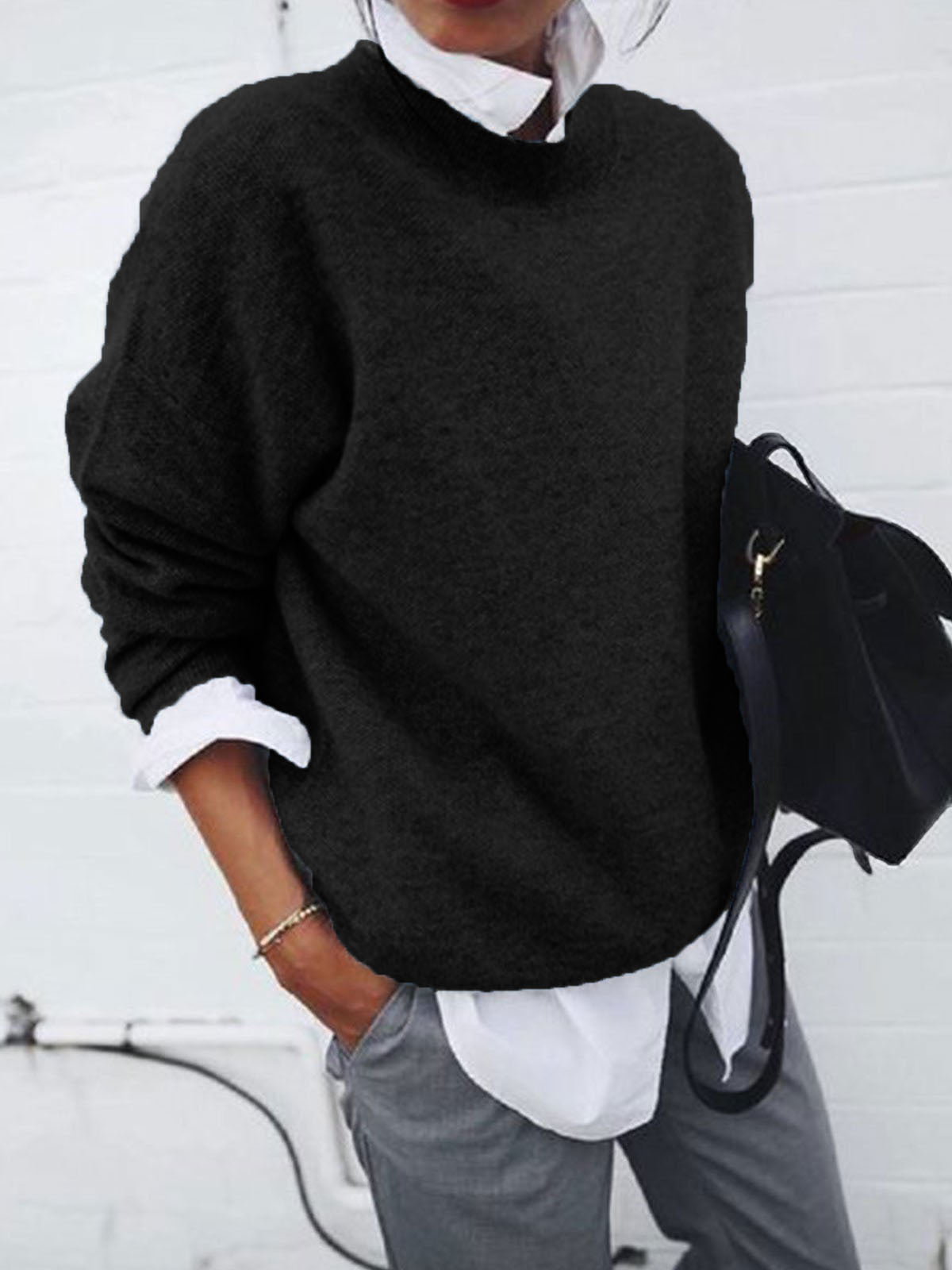 Stylish Long Sleeve Pullover Sweater for Women