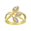 10K Yellow Gold Diamond Layered Crossover Leaf Ring - Size 7