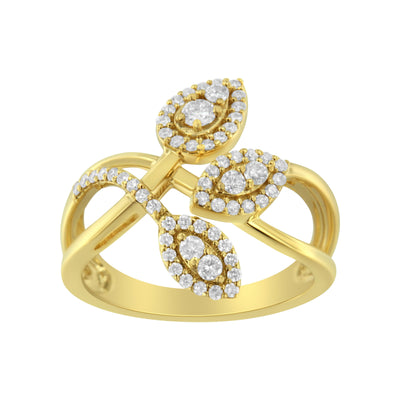 Bague en or jaune 10K avec diamants en couches - Taille 7