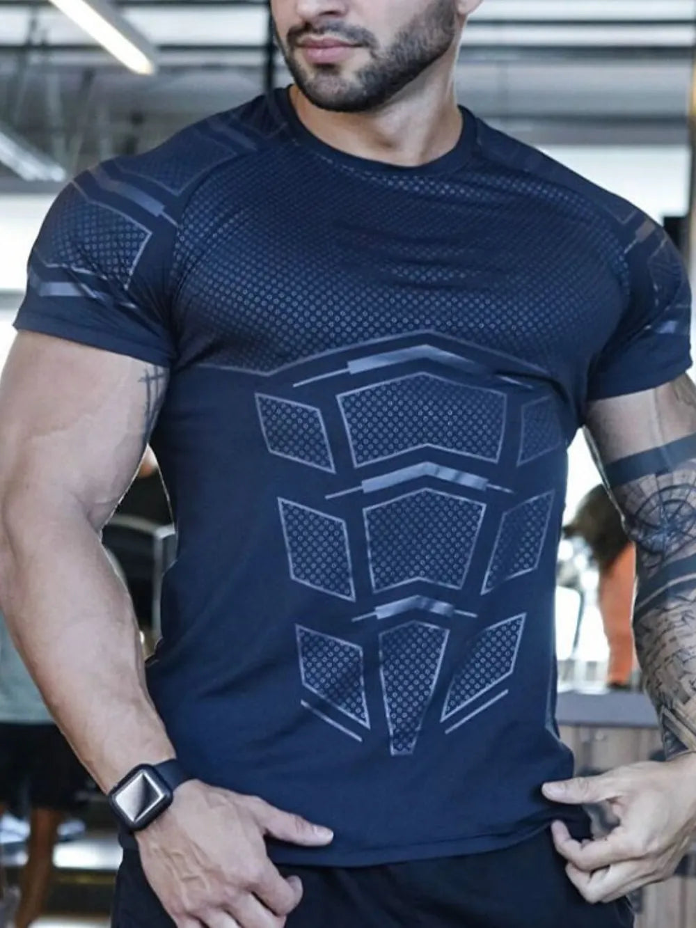 Camiseta de manga corta de cuello redondo para hombres en tallas grandes