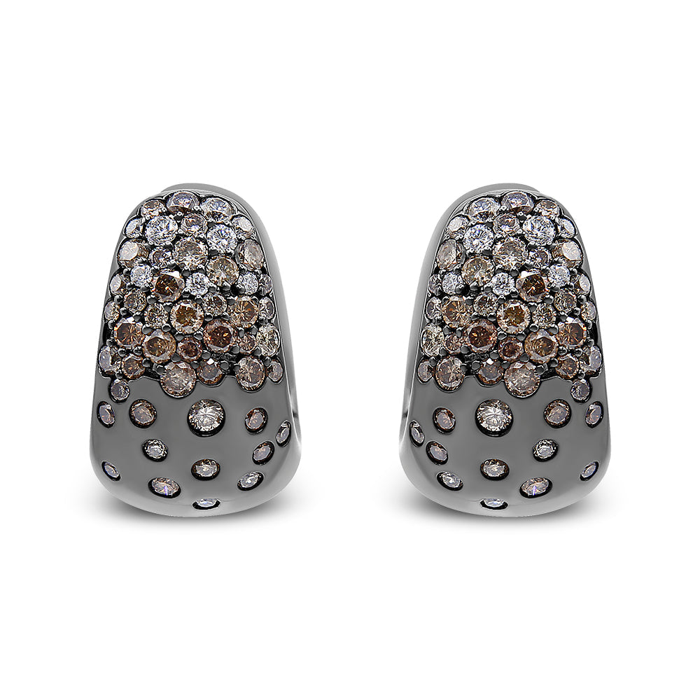 Black Rhodium over 18K White Gold Diamond Huggy Hoop Earrings