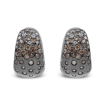 Pendientes de aro Huggy de diamantes con rodio negro sobre oro blanco de 18 quilates
