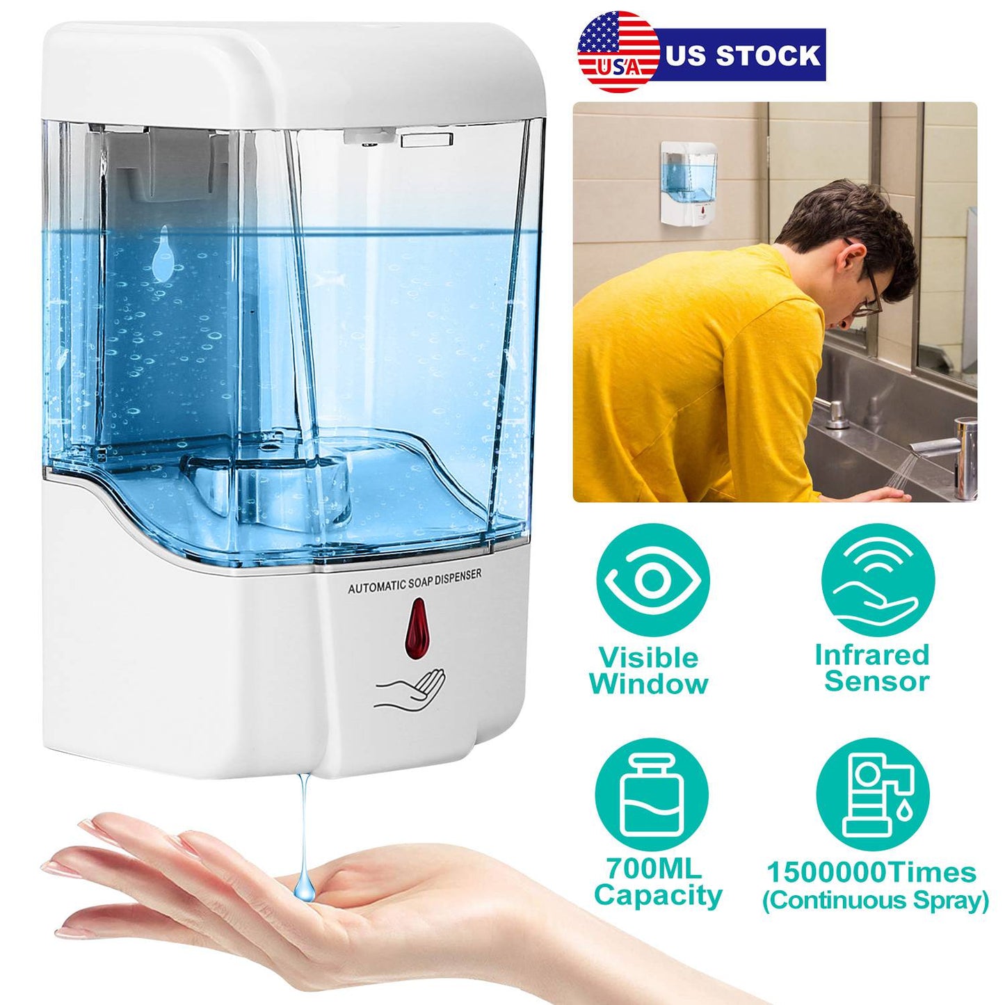 Automatic Wall-Mounted Soap Dispenser - 700ML Capacity