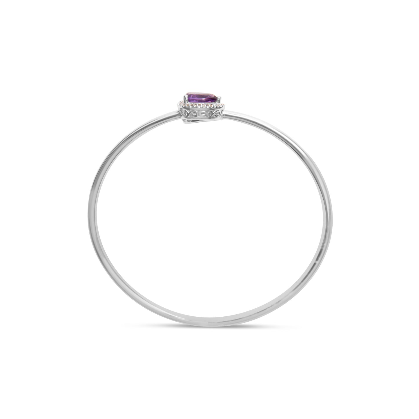 .925 Sterling Silver Amethyst & Diamond Accent Bangle Bracelet