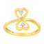 Bague en diamant à double cœur en or jaune 14KT - Taille 7