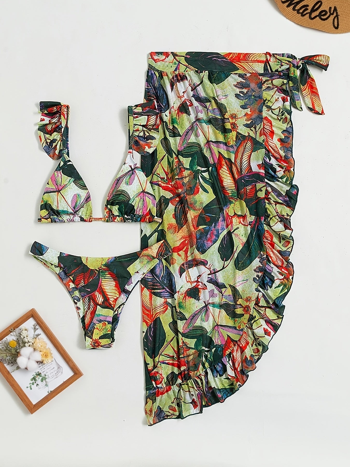 Bloom Breeze 3-Piece Bikini Set – Elegant Floral Swimwear