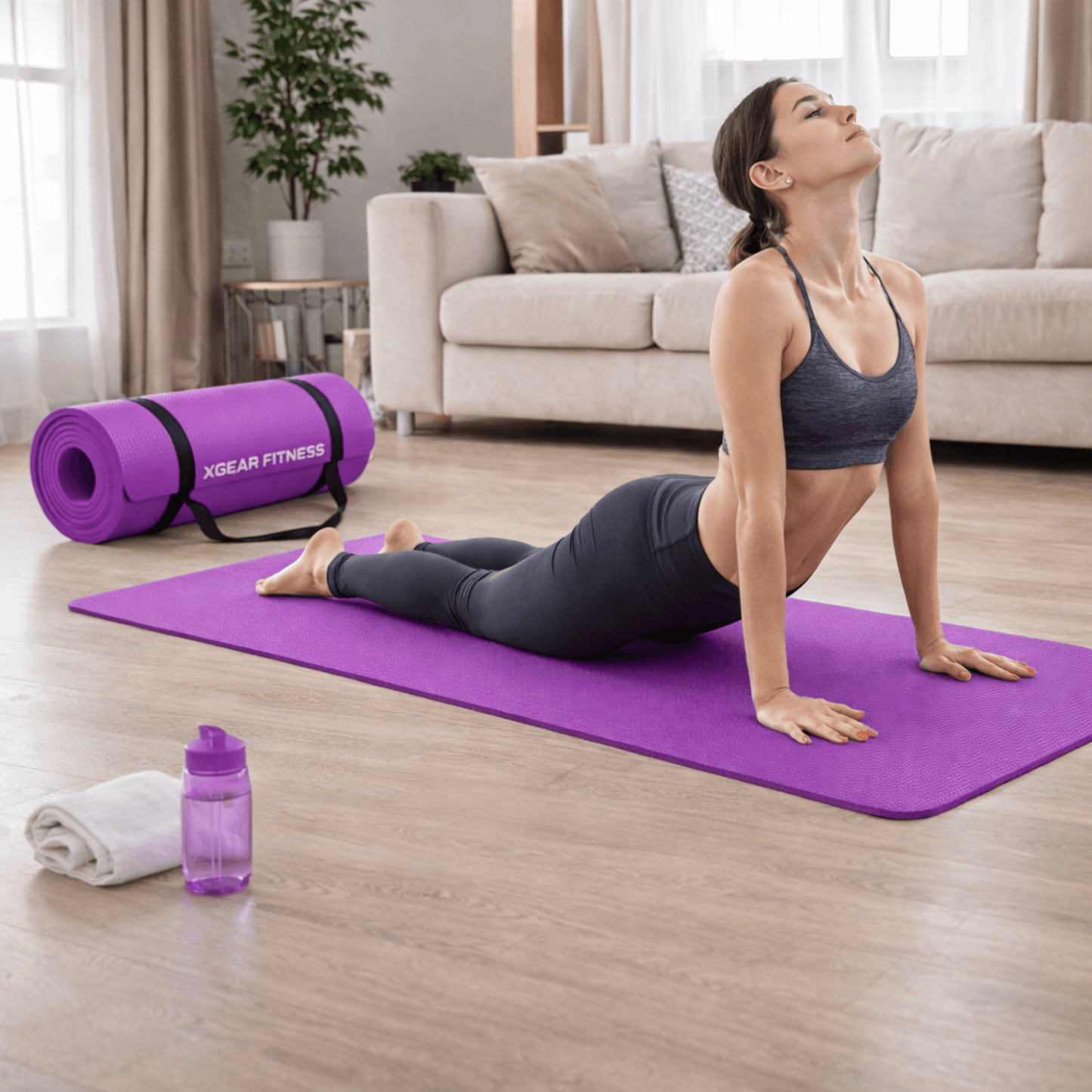 XGear Fitness Esterilla de Yoga de Viaje Gruesa con Correa de Transporte