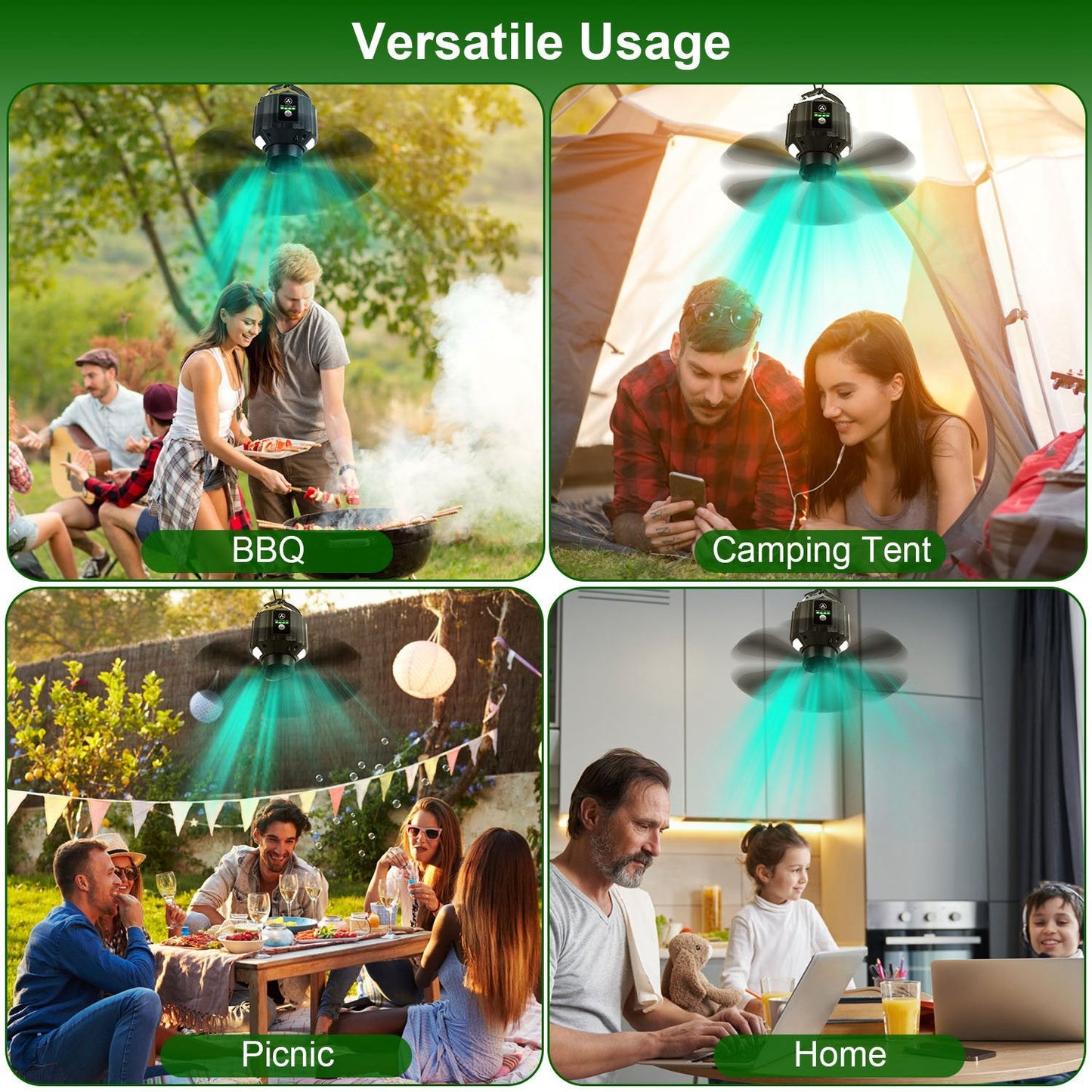 Ventilateur de plafond portable GBruno pour camping