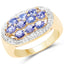 Anillo de Clúster de Tanzanita Baño de Oro Amarillo de 14K en Plata Esterlina