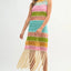 Vestido de ganchillo de múltiples colores con flecos para mujeres