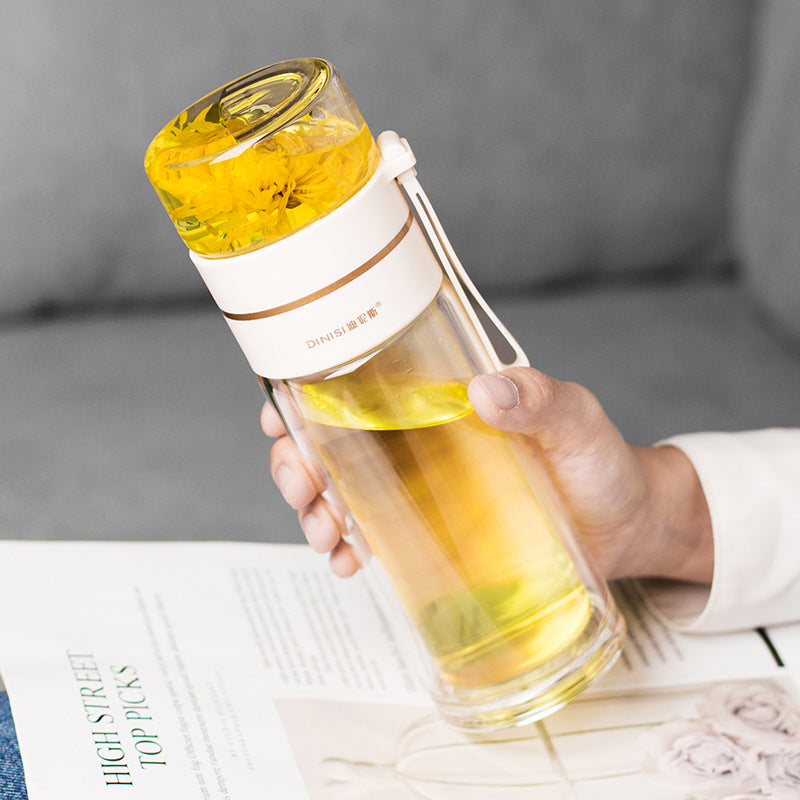Bouteille d'eau en verre premium avec infuseur à thé