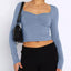 Long Sleeve Sweetheart Neck Crop T-Shirt