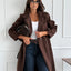 Elegant Solid Color Long Sleeve Wool Overcoat for Women