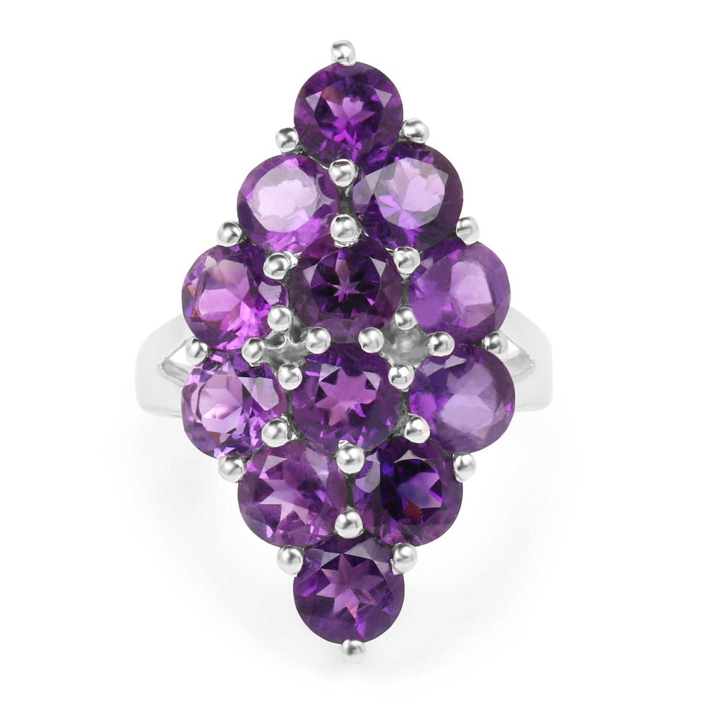 6.78 Carat Genuine Amethyst Sterling Silver Engagement Ring