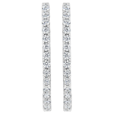 Pendientes de aro oblongos de diamante en oro blanco de 14K - 2.0 Cttw