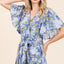 Floral Tie Waist Flutter Sleeve Tiered Dress for Women