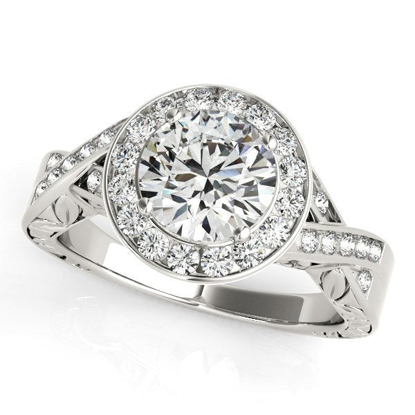 Bague de fiançailles en diamant sertie en halo en or blanc 14 carats