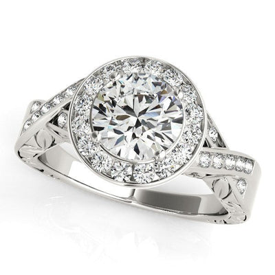 Halo Set Diamond Engagement Ring in 14k White Gold