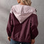 Women's Hooded Waterproof Jacket in Khaki, Blue, and Wine Red