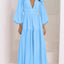 Elegant Lightweight Deep V-Neck Balloon Sleeve Maxi Dress
