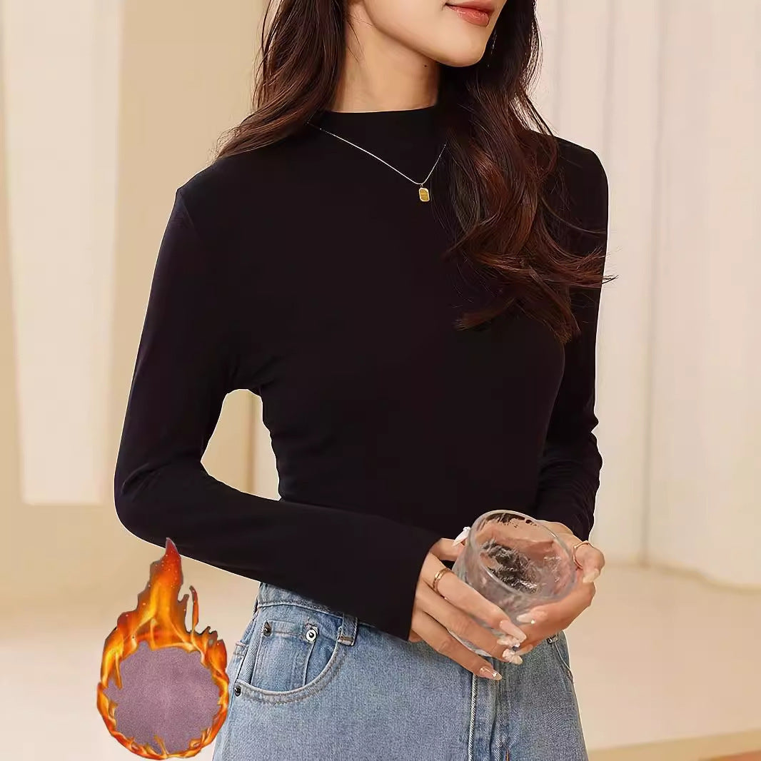Ropa interior térmica elegante para mujer con cuello de tortuga