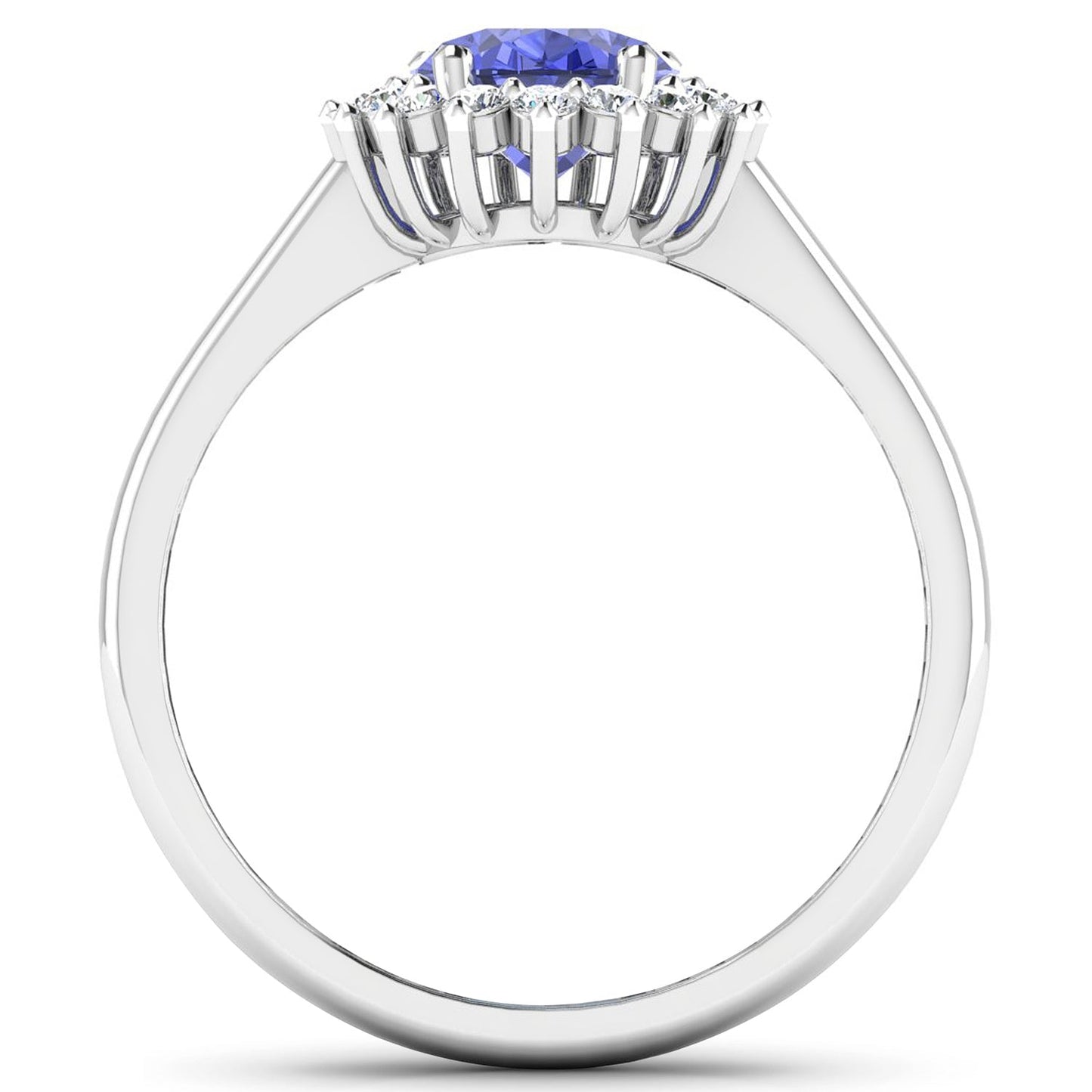 Bague Halo en Tanzanite et Diamants de 1,92 Carat en Or Blanc 14K