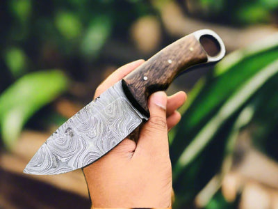 Premium Handmade Damascus Steel Deer Skinning Knife with Walnut Handle - 8.5-inch - Korvel