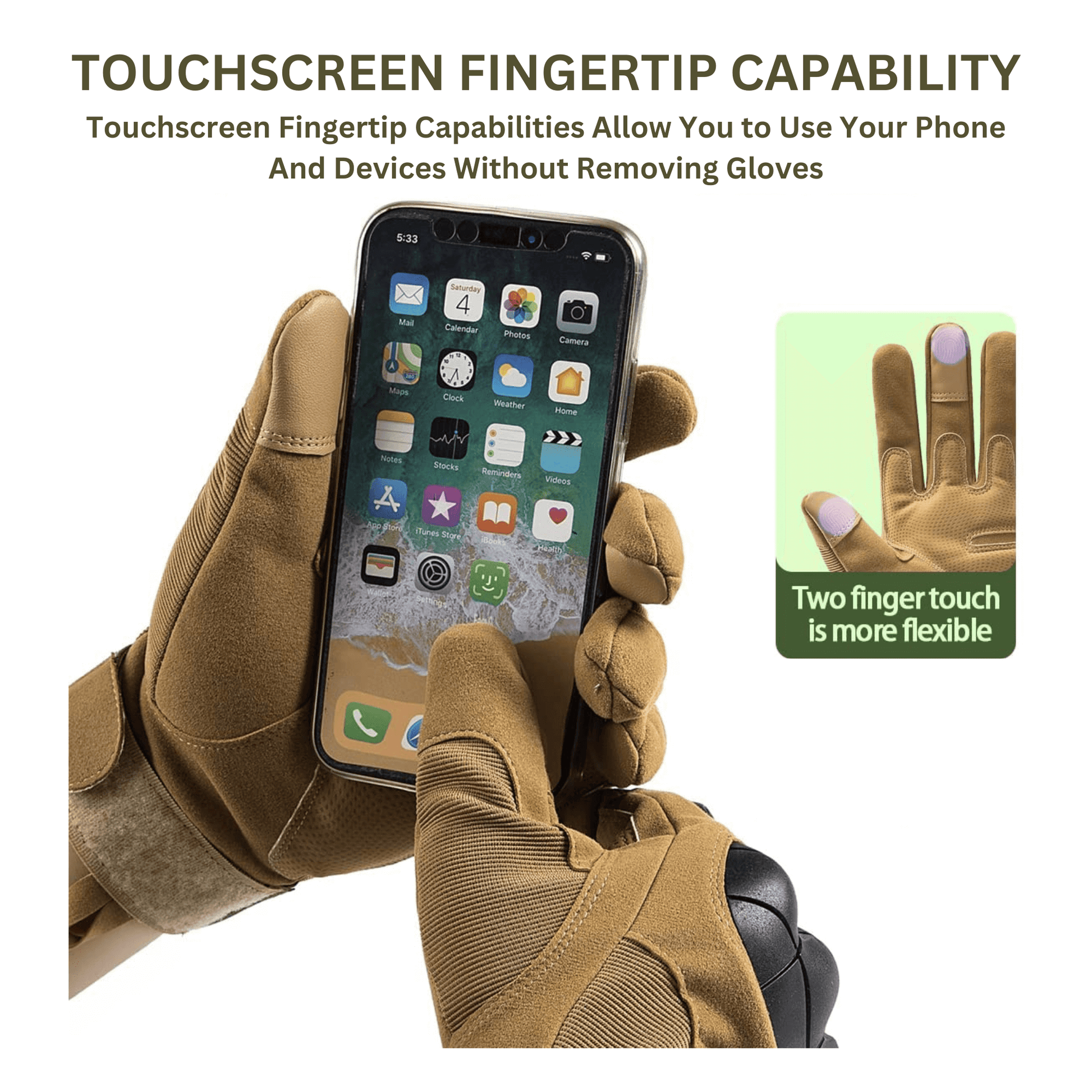 Tactical Military Airsoft Gloves for Outdoor Sports, Paintball, and Motorcycling with Touchscreen Fingertip Capability - Korvel