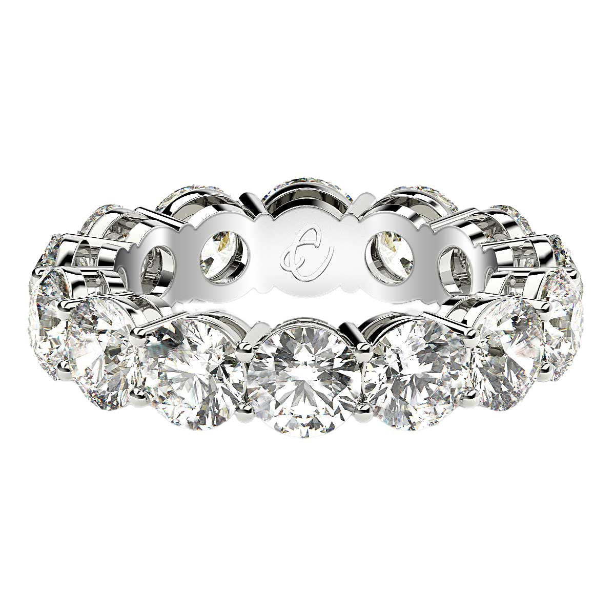 Bague d'éternité en diamant lab grown taille ronde en or blanc 14k