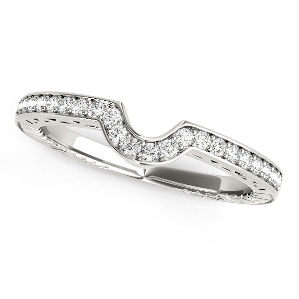 Anillo de boda curvado de oro blanco de 14k (1/8 cttw)