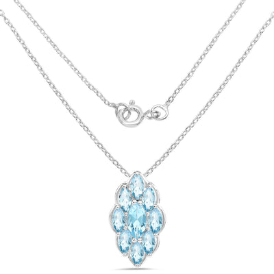 4.77 Carat Genuine Swiss Blue Topaz Pendant in Sterling Silver